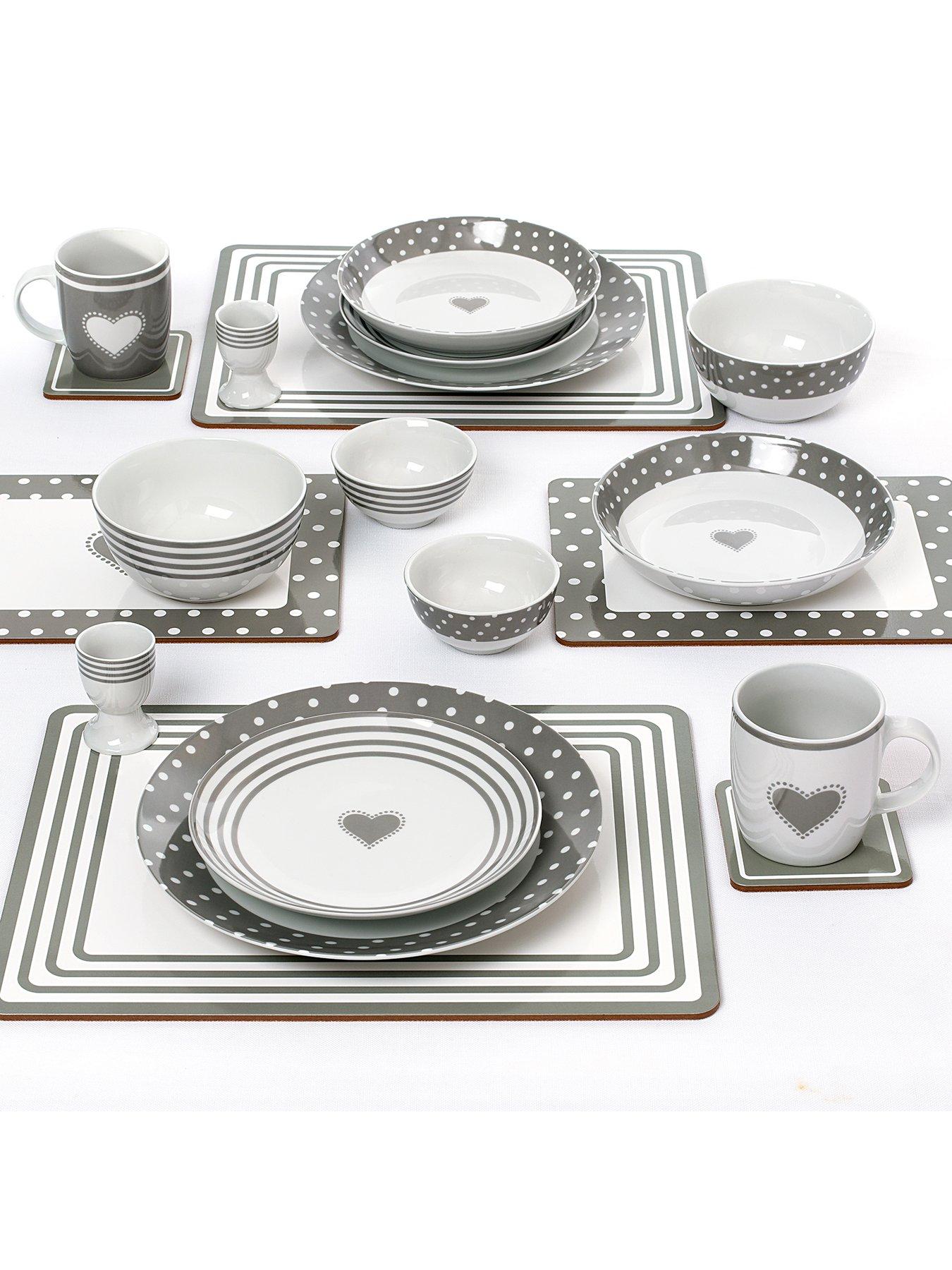 Image 2 of 4 of WATERSIDE Grey Heart 56-piece Dinner Set