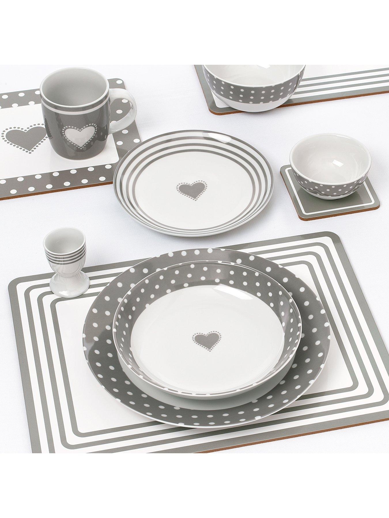 Image 3 of 4 of WATERSIDE Grey Heart 56-piece Dinner Set