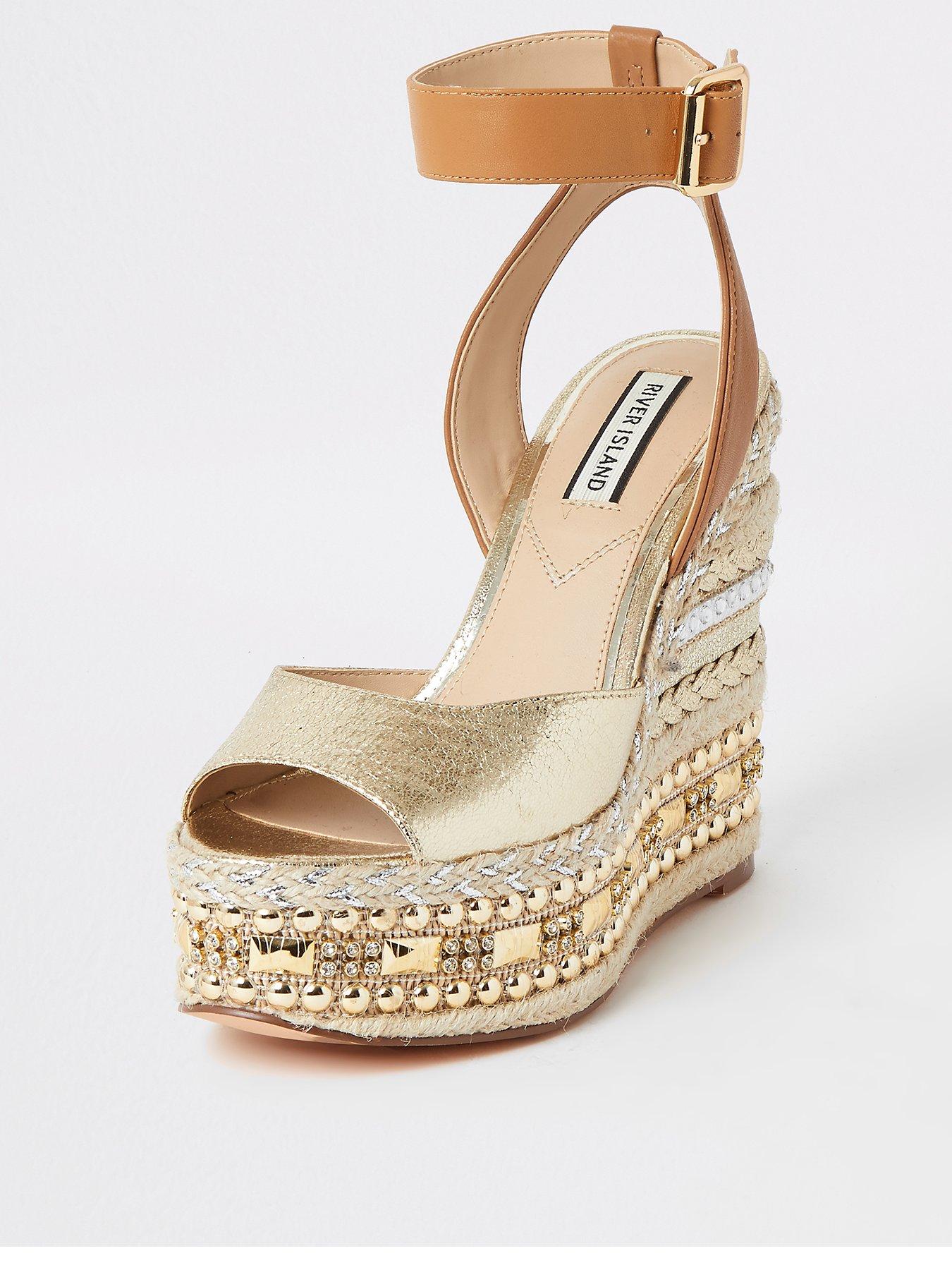river island gold shoes sale