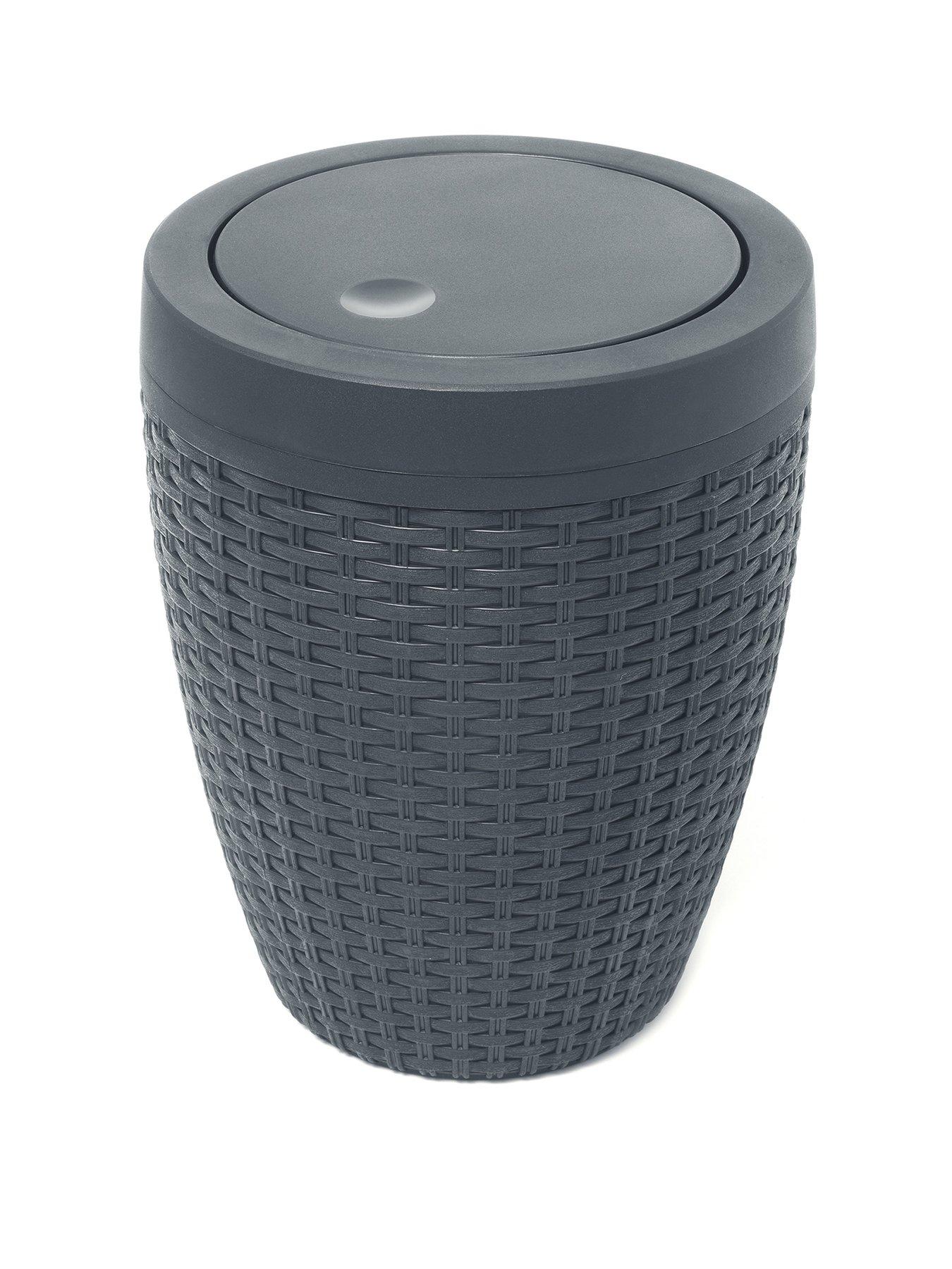 Image 1 of 4 of Addis 5-Litre Faux Rattan Bathroom Bin with Swing Lid