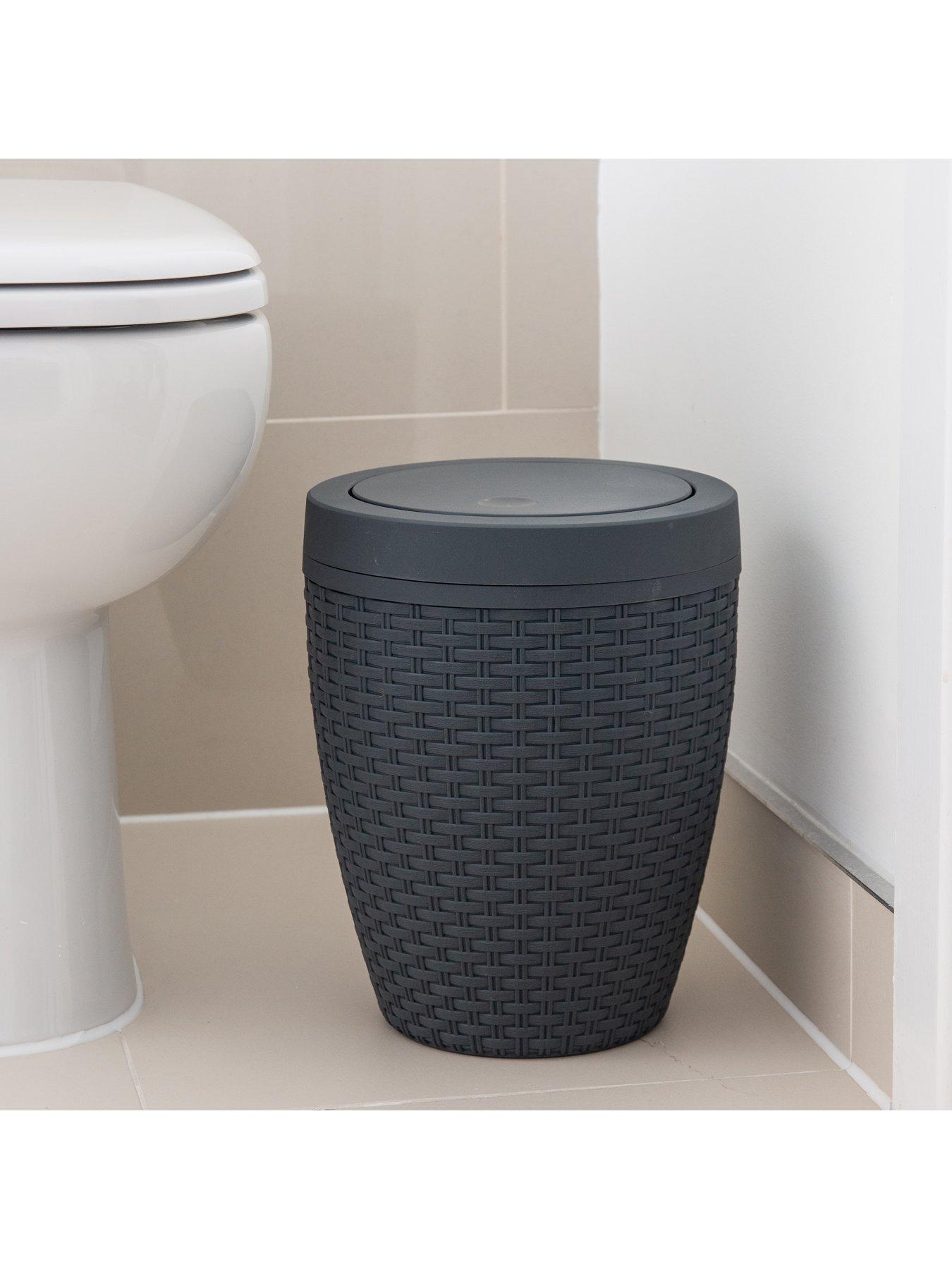 Image 2 of 4 of Addis 5-Litre Faux Rattan Bathroom Bin with Swing Lid