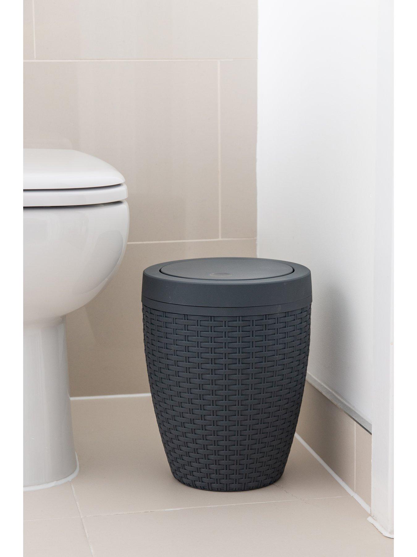 Image 3 of 4 of Addis 5-Litre Faux Rattan Bathroom Bin with Swing Lid