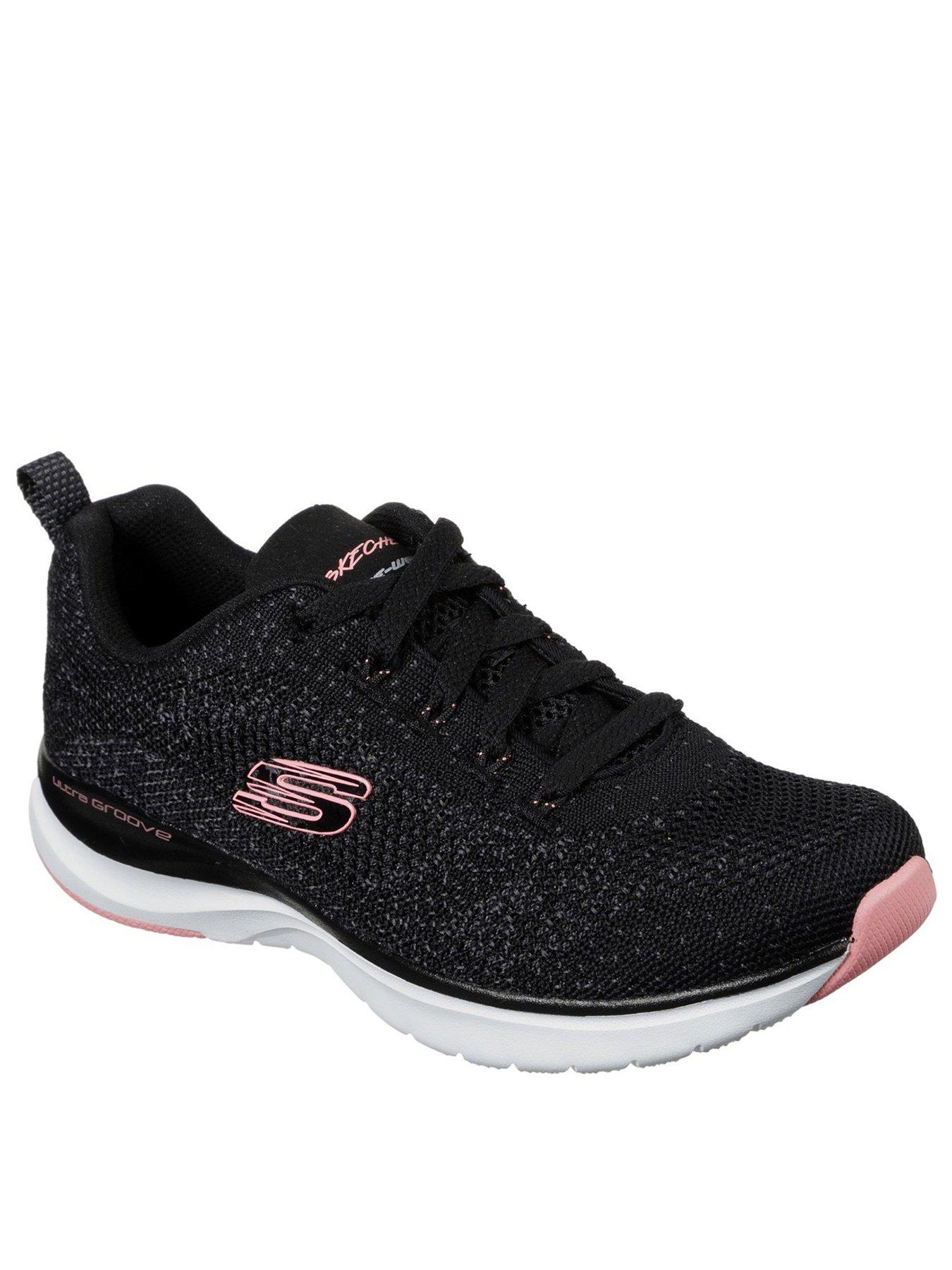 pink and black skechers