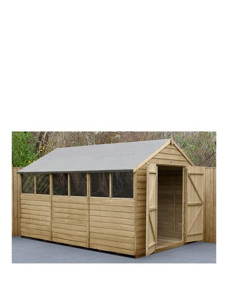 forest-12x8-overlap-pressure-treated-apex-workshop-shed-with-double-doors-with-optional-installation