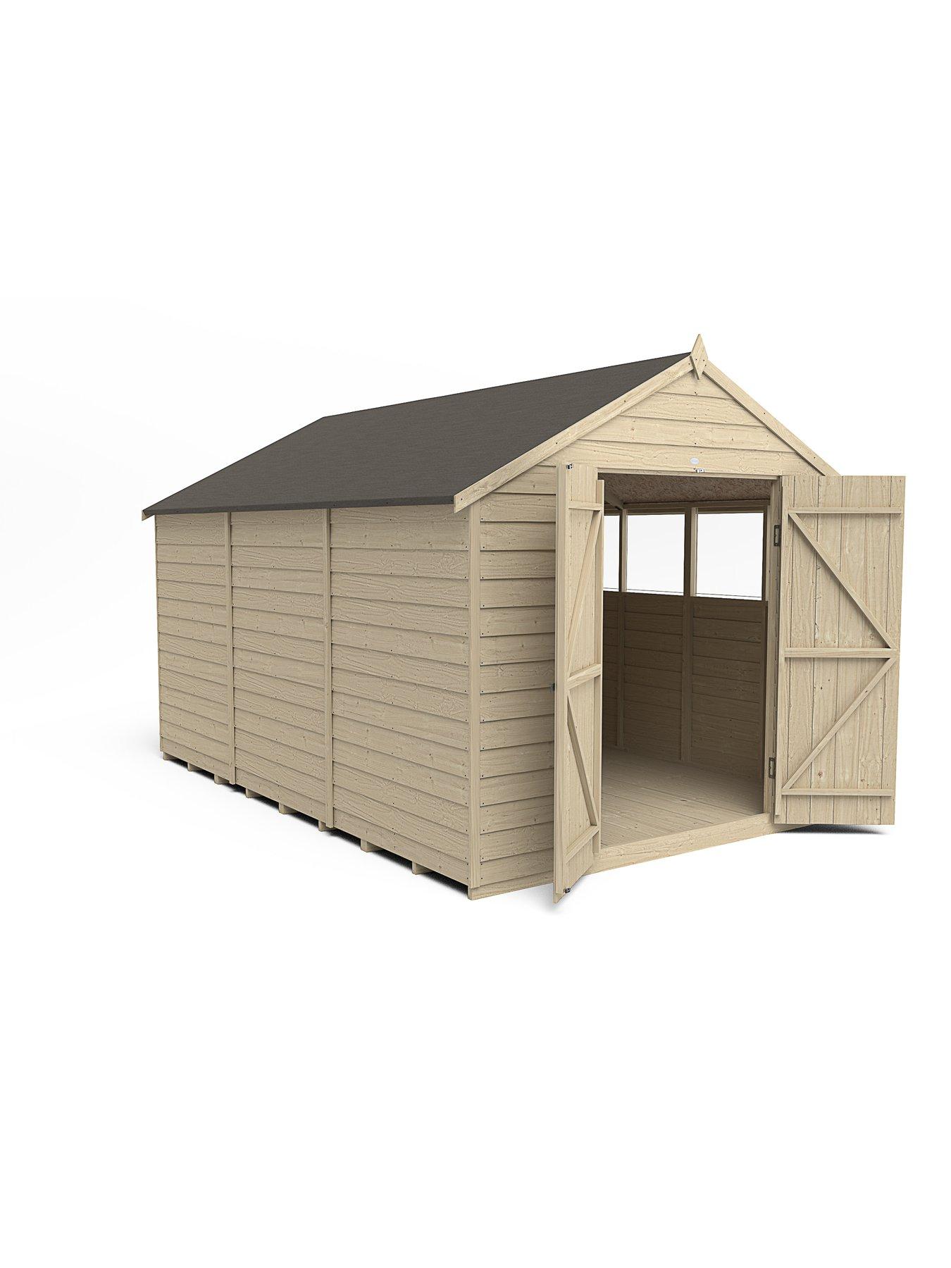  image of forest-12x8ft-overlap-pressure-treated-apex-workshop-shed-with-double-doors-and-optional-installation