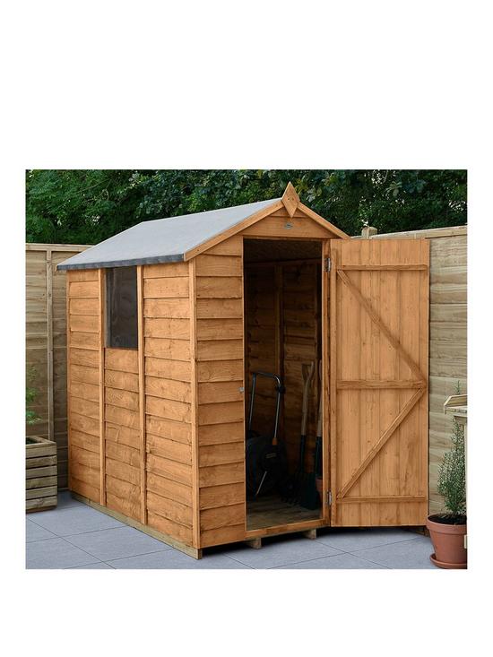 front image of forest-6x4-value-overlap-dip-treated-apex-shed-with-optional-installation