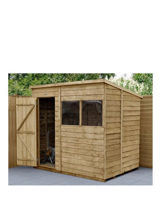 front image of forest-7x5-overlap-pressure-treated-pent-shed-with-optional-installation