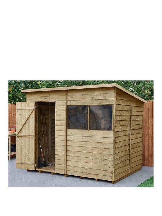 front image of forest-8x6-overlap-pressure-treated-pent-shed-with-optional-installation