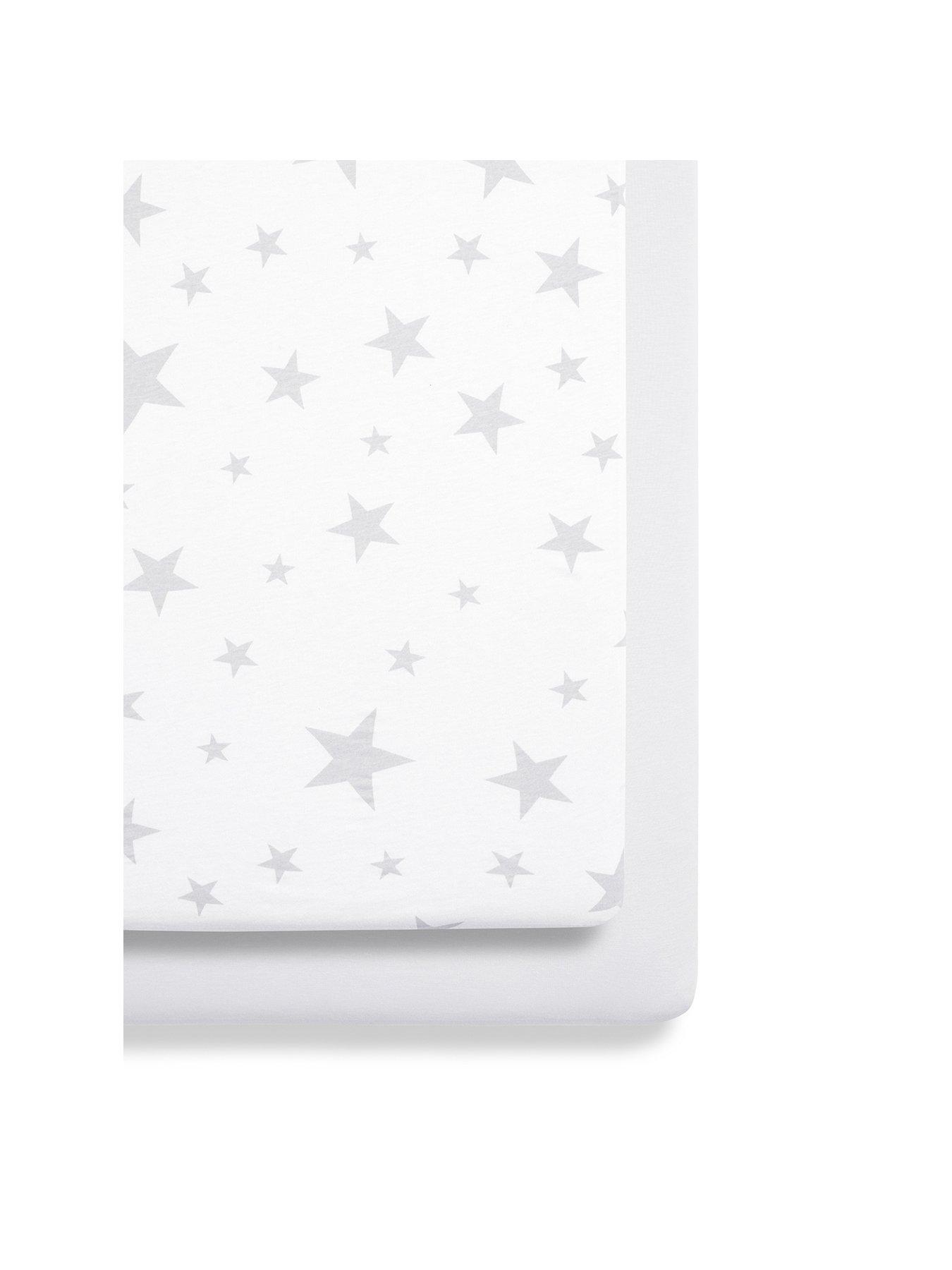 Image 1 of 4 of Snuz Crib Twin Pack Fitted Sheets - Grey Star