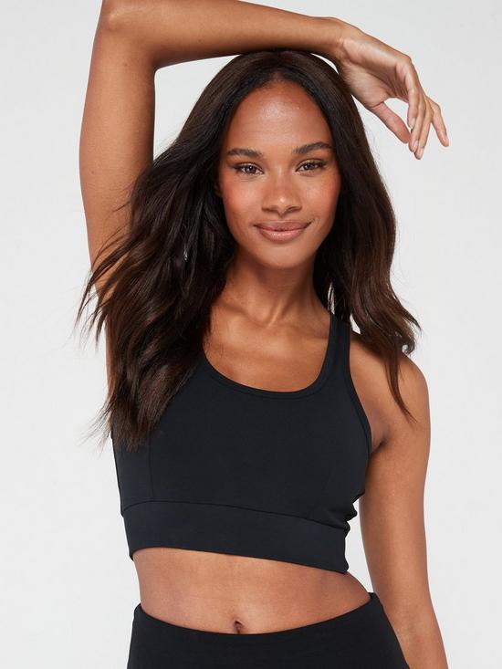 front image of everyday-athleisure-essential-bralette-black
