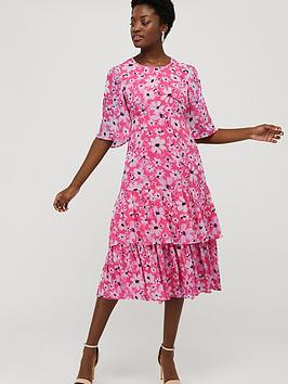 Monsoon Monsoon Daisy Printed Tiered Tea Dress - Pink Picture