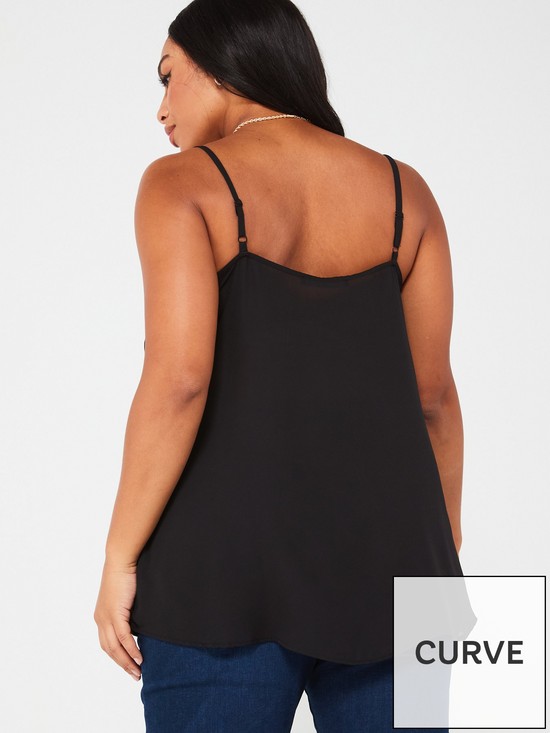 stillFront image of v-by-very-curve-woven-cami-top-black