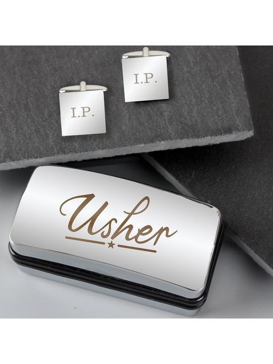 stillFront image of personalised-stainless-steelnbspwedding-cufflinks-and-box-set