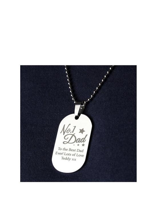 front image of personalised-stainless-steel-no1-dad-dog-tag-pendant-and-chain