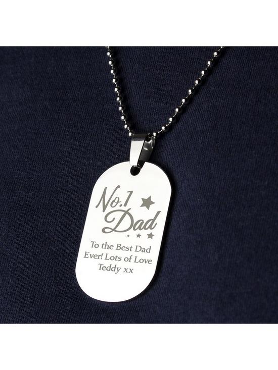 stillFront image of personalised-stainless-steel-no1-dad-dog-tag-pendant-and-chain