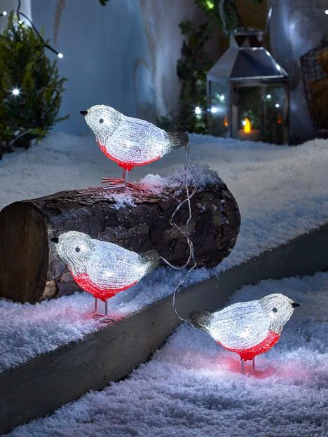 very-home-set-3nbspacrylic-light-robin-outdoor-christmas-decorations
