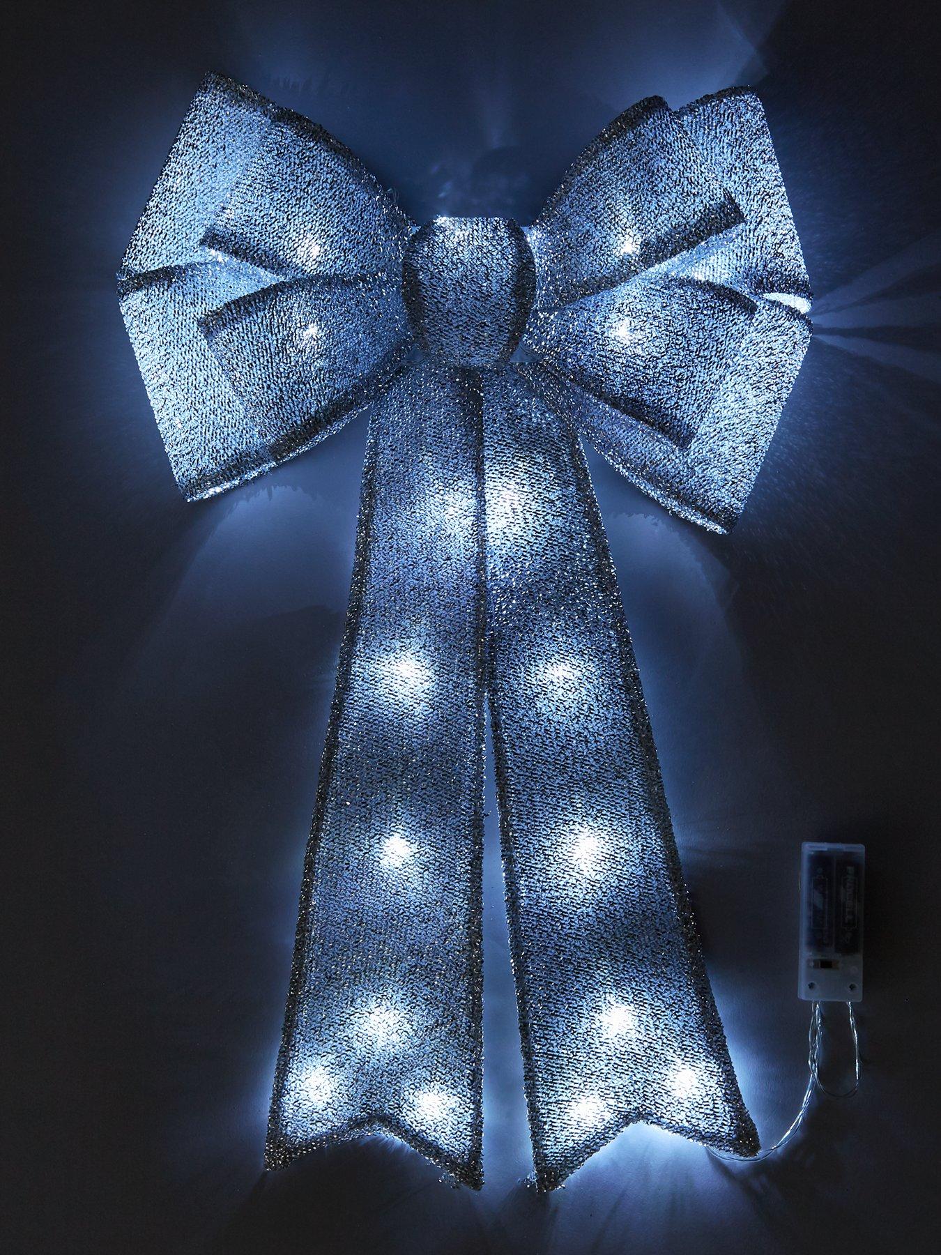 Image 2 of 4 of Battery Operated Door Bow Christmas Decoration&nbsp;- Silver