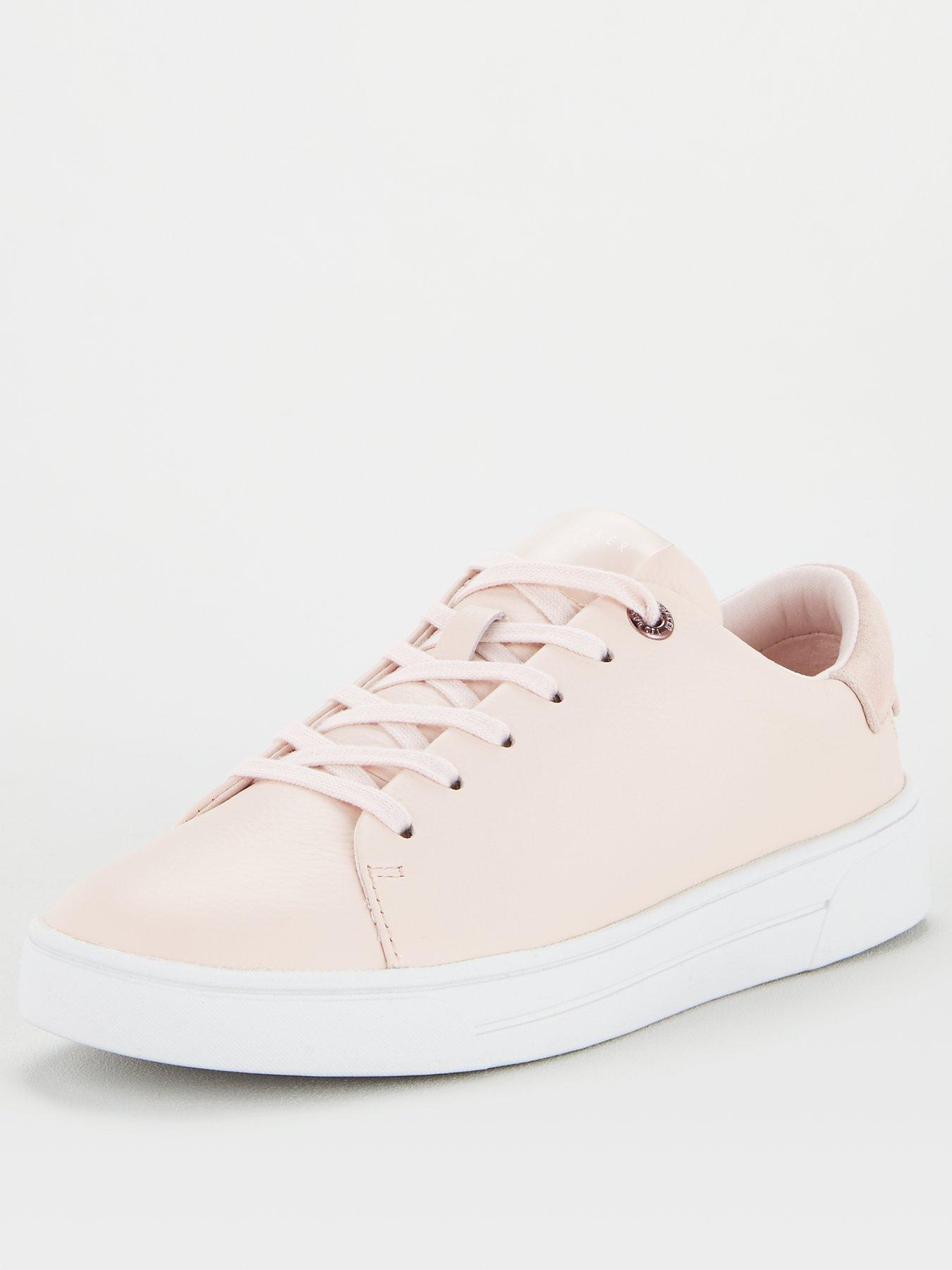 ladies pink leather trainers