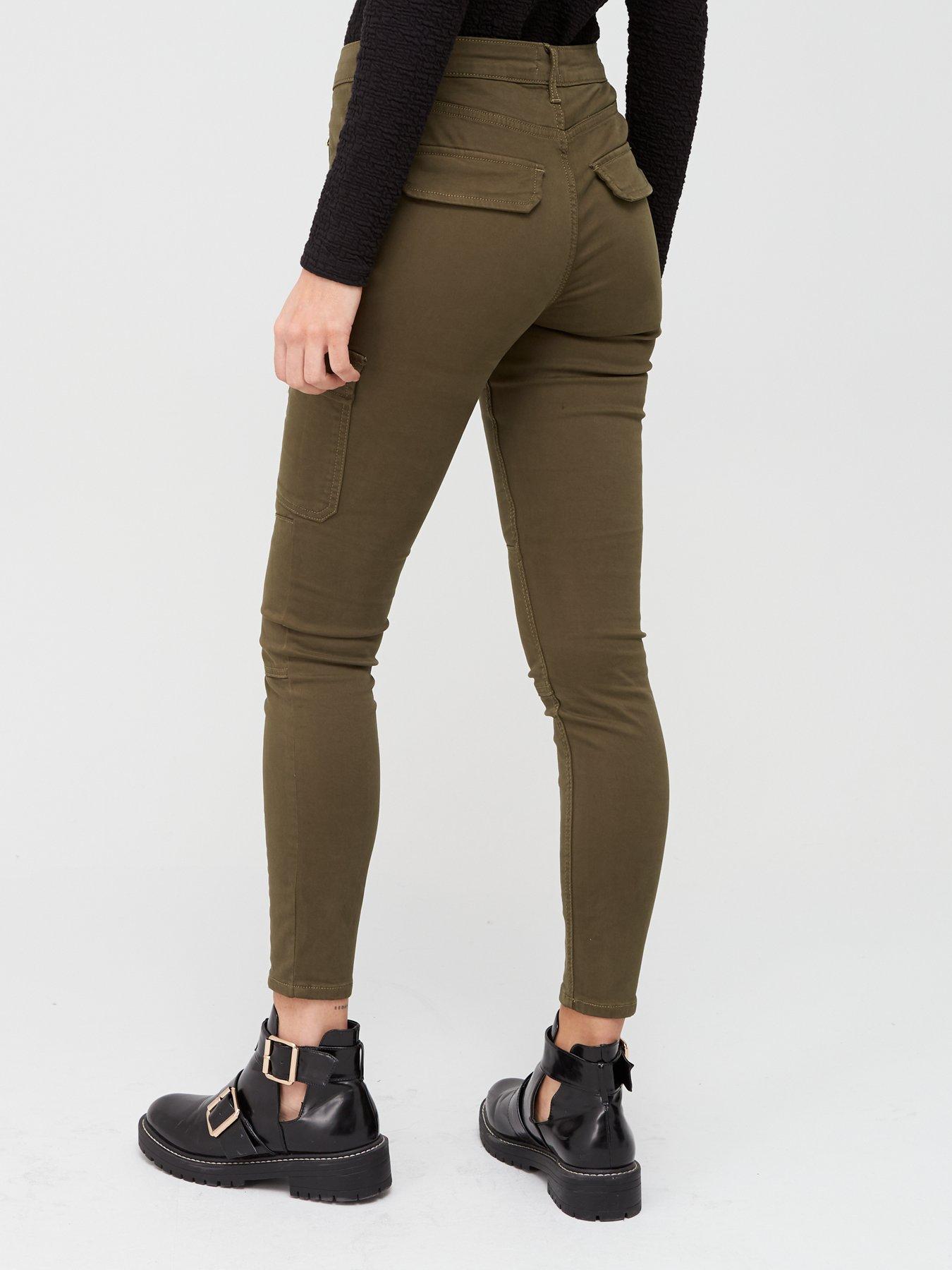 khaki utility skinny jeans