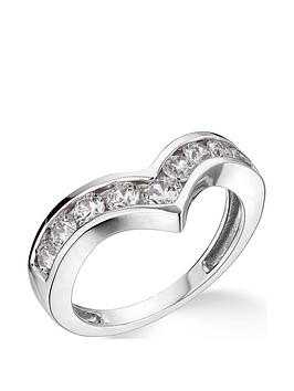 Very  9K White Gold 1.00Ct Chevron Wedding Band Diamond Ring