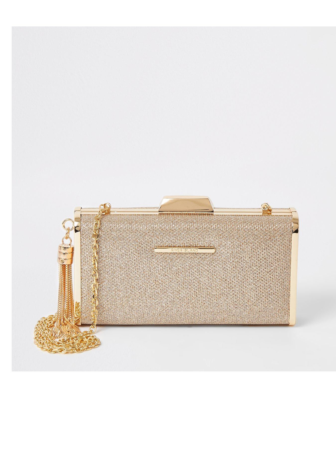 river island rose gold purse