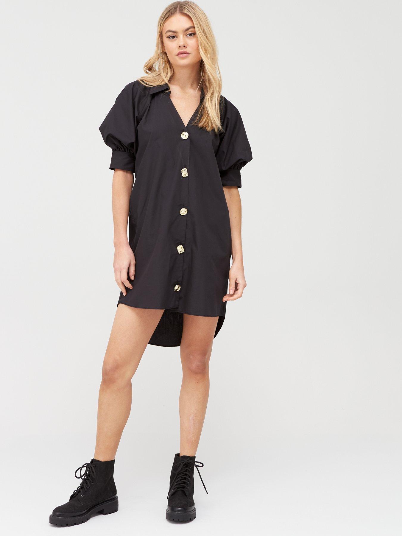 river island black shirt dress