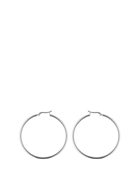 front image of the-love-silver-collection-sterling-silver-50mm-square-tube-hoop-earrings