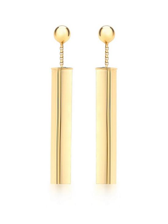 front image of love-gold-9ct-gold-box-bar-drop-earrings