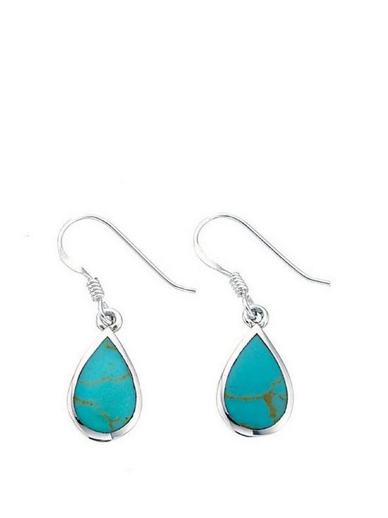 front image of the-love-silver-collection-sterling-silver-turquoise-teardrop-earring