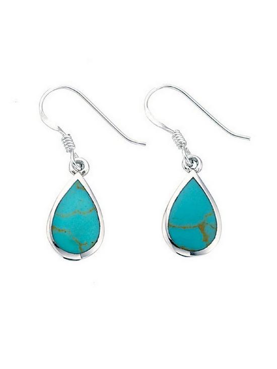 back image of the-love-silver-collection-sterling-silver-turquoise-teardrop-earring