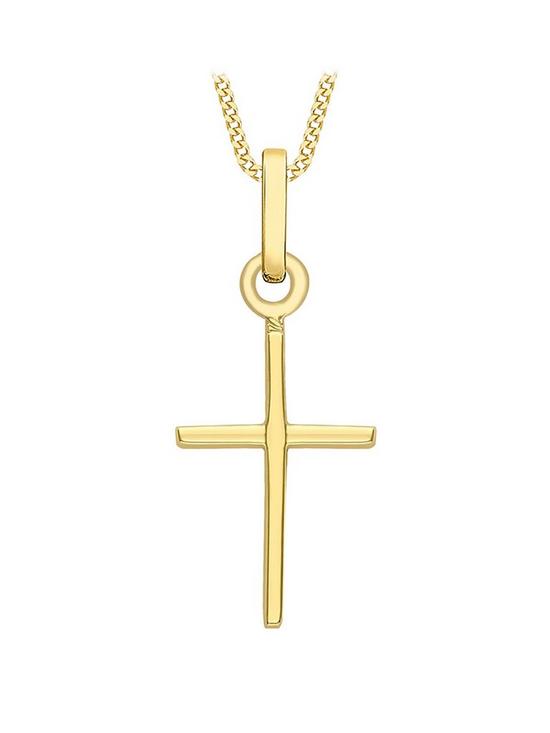 front image of love-gold-9ct-gold-fancy-cross-pendant-necklace