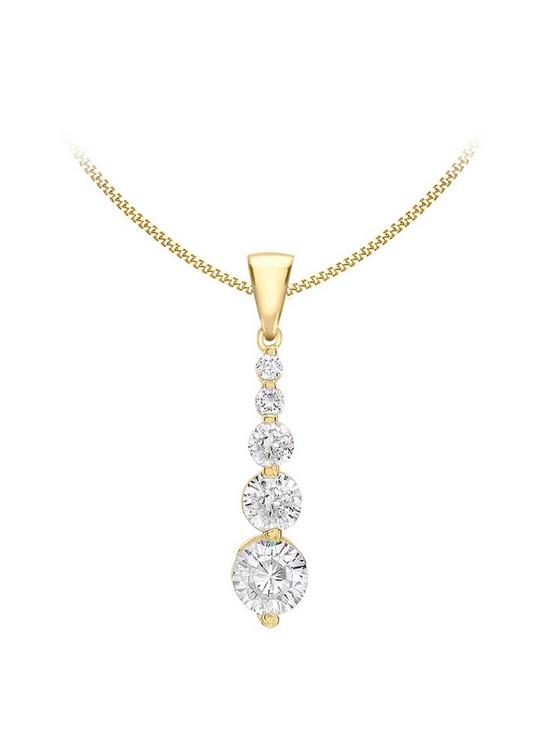 front image of love-gold-9ct-gold-cubic-zirconia-drop-pendant-necklace