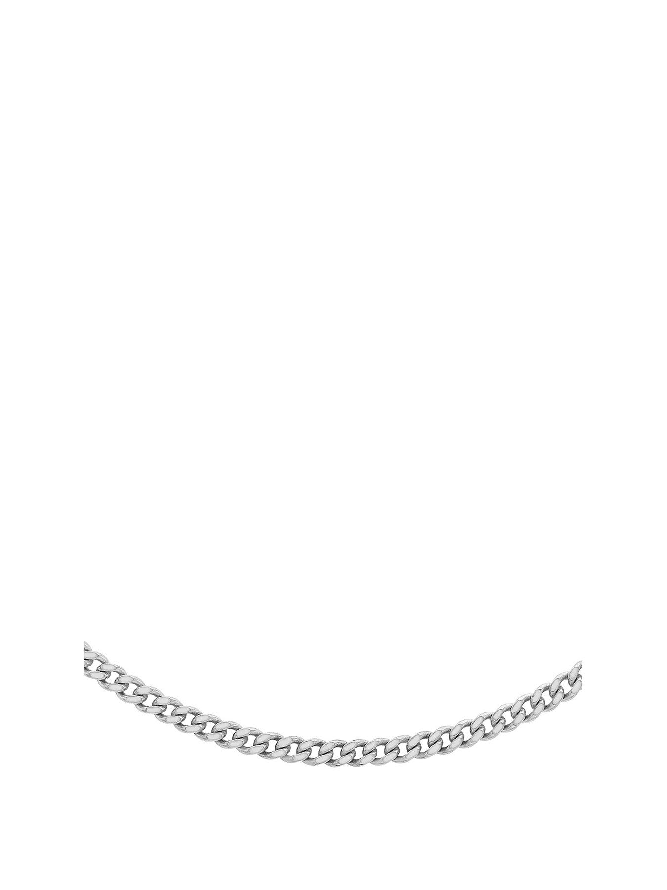 undefined 9ct White Gold Adjustable Curb Chain Necklace