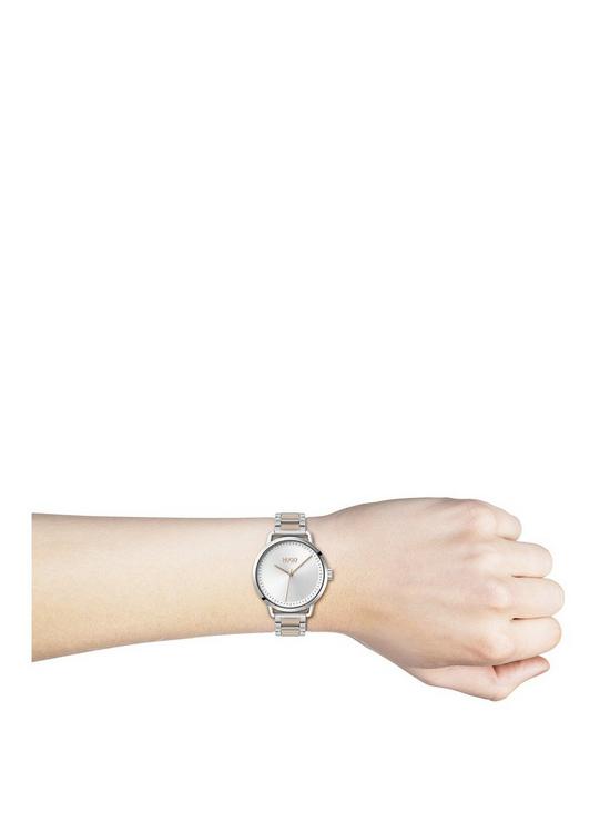 stillFront image of hugo-mellow-stainless-steel-white-dial-bracelet-watch