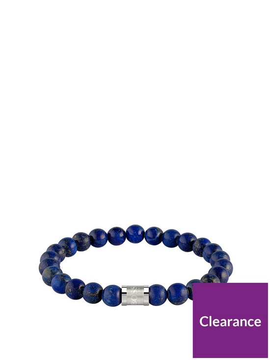 front image of boss-beads-for-him-stainless-steel-magnetic-closure-matt-lapis-beads