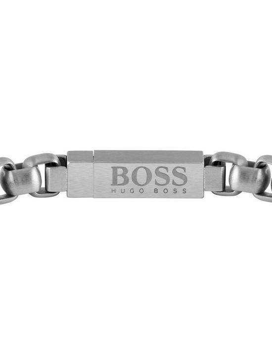 back image of boss-id-stainless-steel-name-tag-logo-bracelet-with-silicone-edge