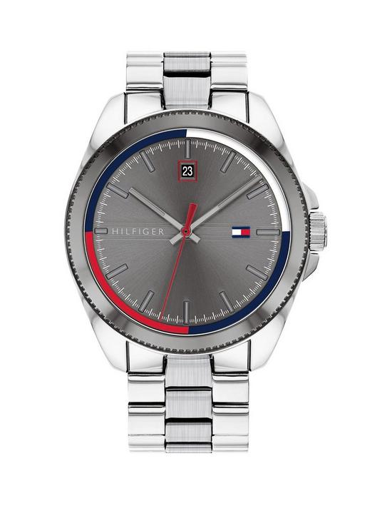 front image of tommy-hilfiger-riley-stainless-steel-bracelet-grey-sunray-dial-mens-watch