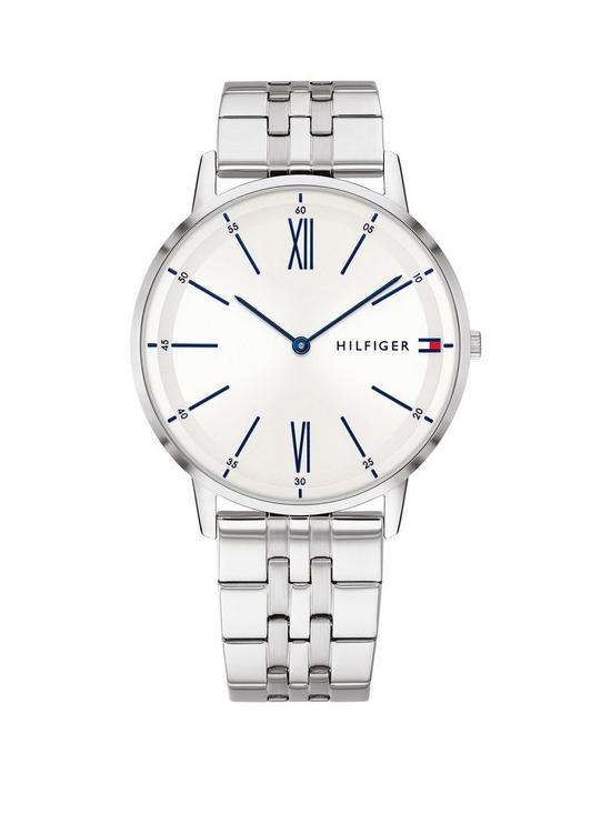 front image of tommy-hilfiger-cooper-stainless-steel-white-dial-bracelet-watch