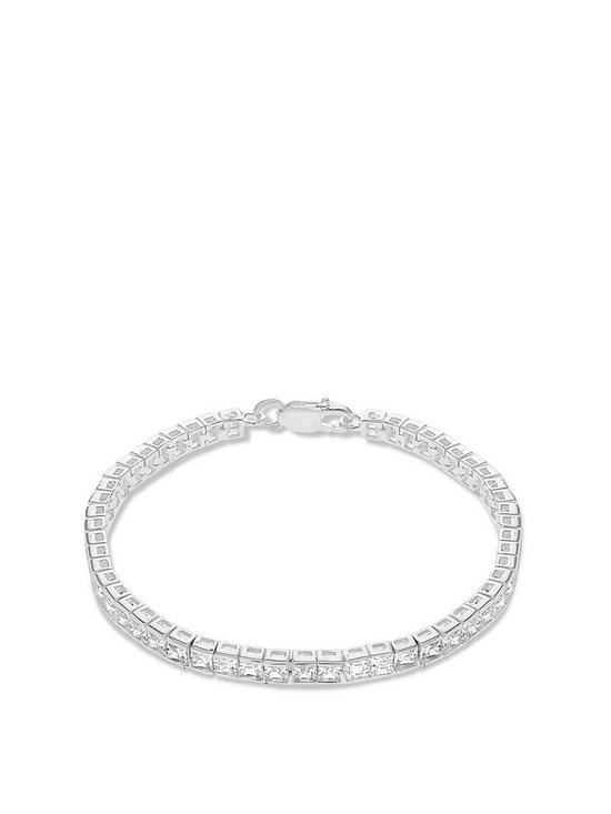 front image of the-love-silver-collection-sterling-silver-square-cubic-zirconia-tennis-bracelet