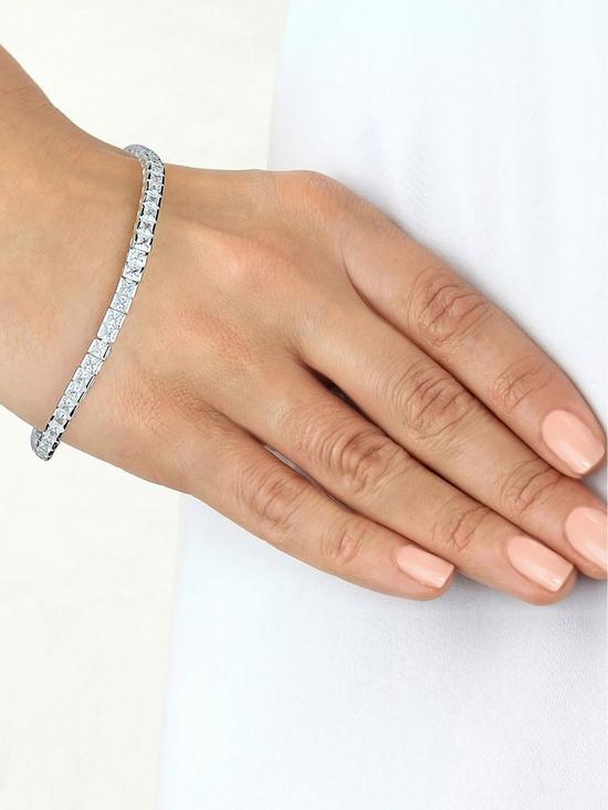 stillFront image of the-love-silver-collection-sterling-silver-square-cubic-zirconia-tennis-bracelet