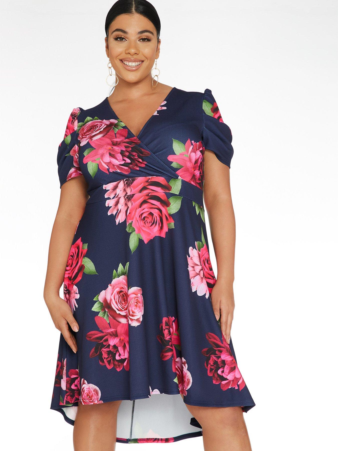 navy blue floral dress plus size