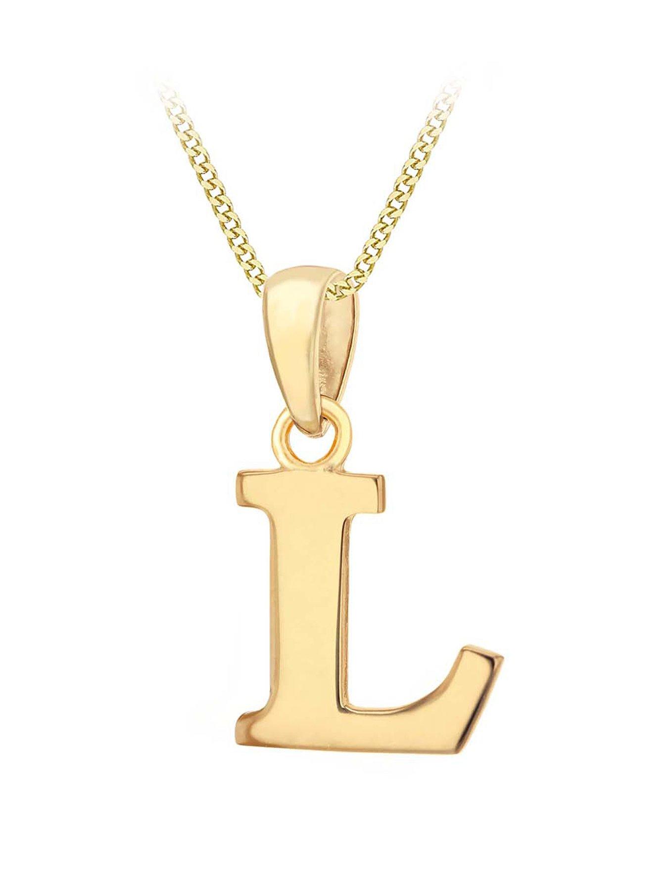 The Love Collection 9ct Gold Plain Initial Pendant Pendant Necklace