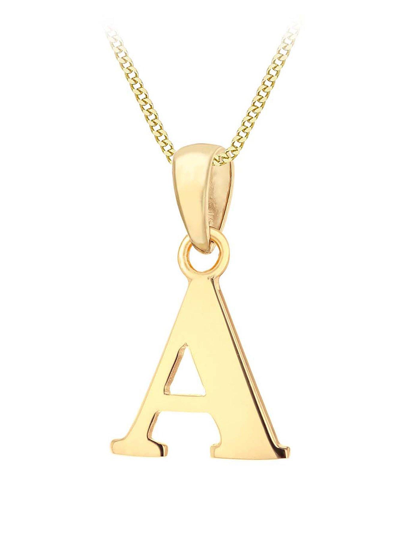 front image of the-love-collection-9ct-gold-plain-initial-pendant-pendant-necklace