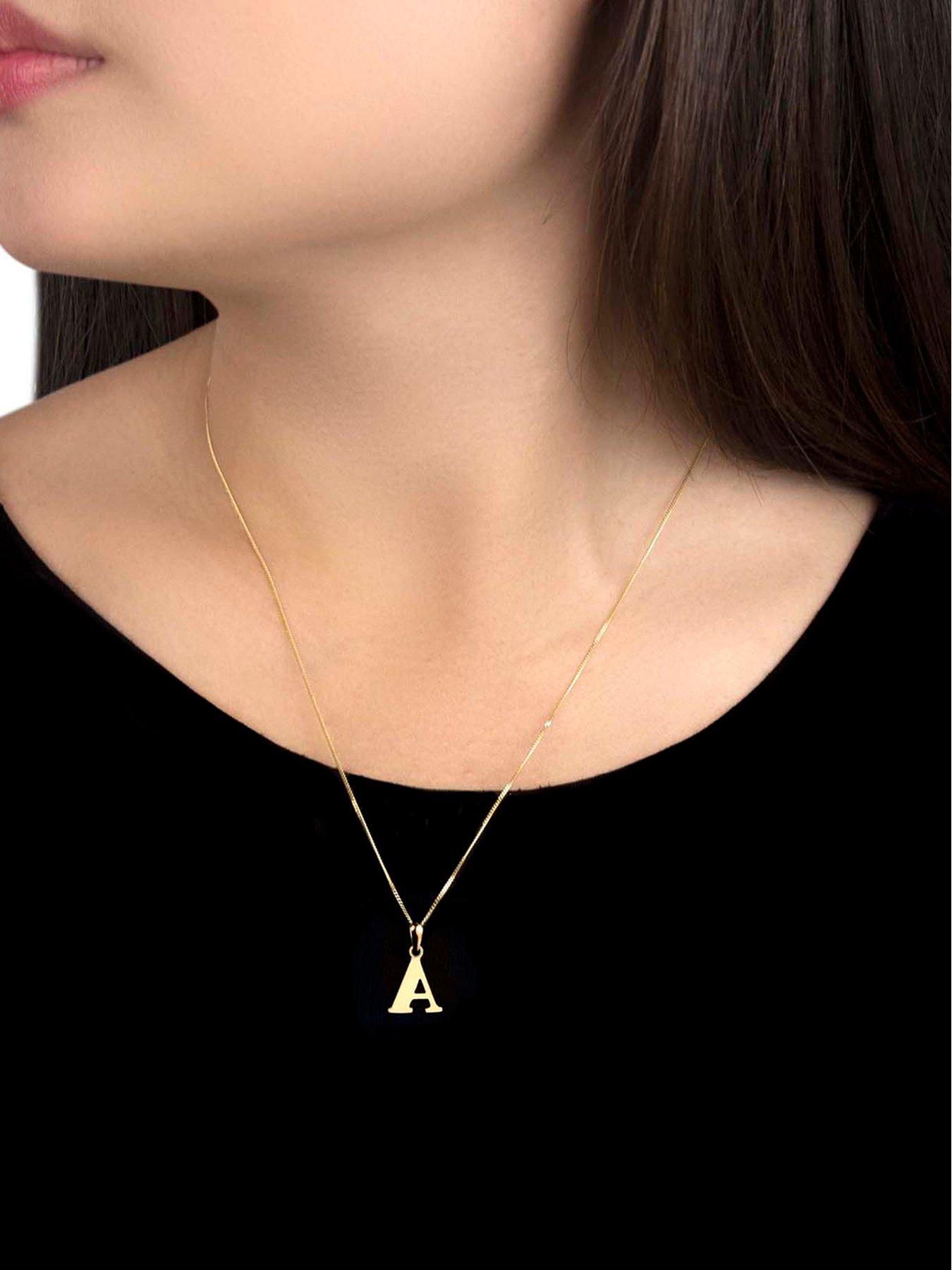  image of the-love-collection-9ct-gold-plain-initial-pendant-pendant-necklace