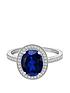  image of love-gold-9ct-white-gold-blue-cubic-zirconia-oval-ring