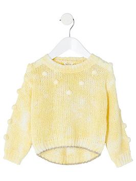 River Island Mini River Island Mini Mini Girls Pom Pom Jumper - Yellow Picture