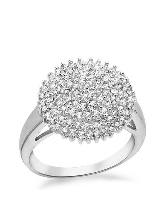 front image of the-love-silver-collection-rhodium-plated-sterling-silver-cubic-zirconia-cluster-ring