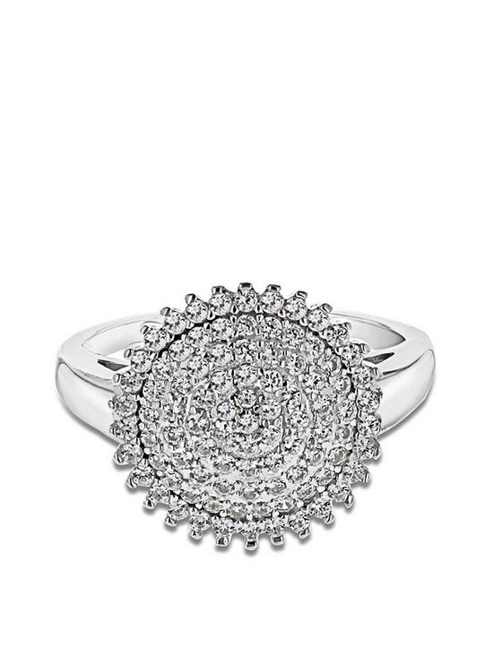 stillFront image of the-love-silver-collection-rhodium-plated-sterling-silver-cubic-zirconia-cluster-ring