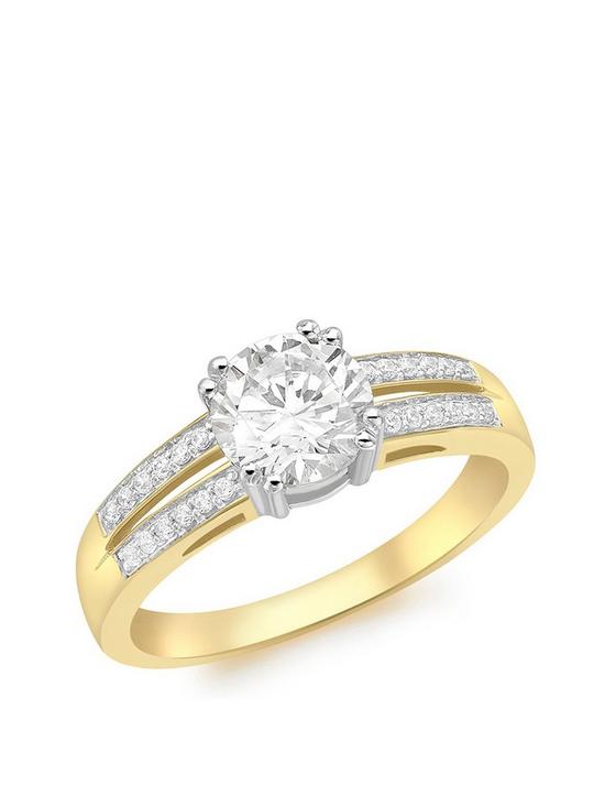 front image of love-gold-9ct-gold-cubic-zirconia-solataire-ring