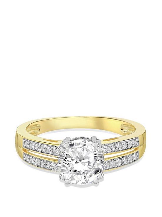 stillFront image of love-gold-9ct-gold-cubic-zirconia-solataire-ring